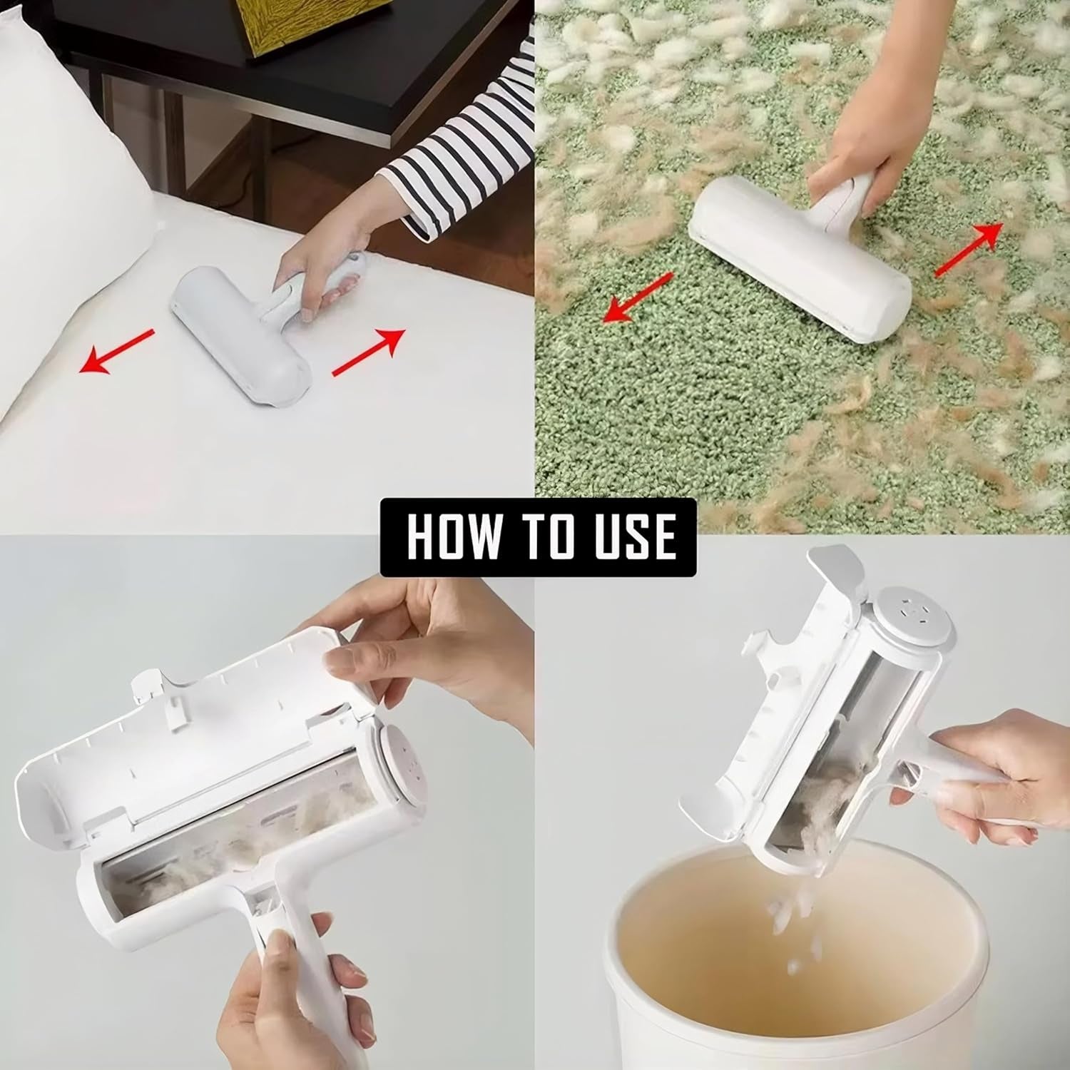 Premium Reusable Pet Hair Removal Roller – Effectively Eliminates Dog and Cat Fur from Sofas, Carpets, Beds, and Car Seats – Adhesive-Free Design