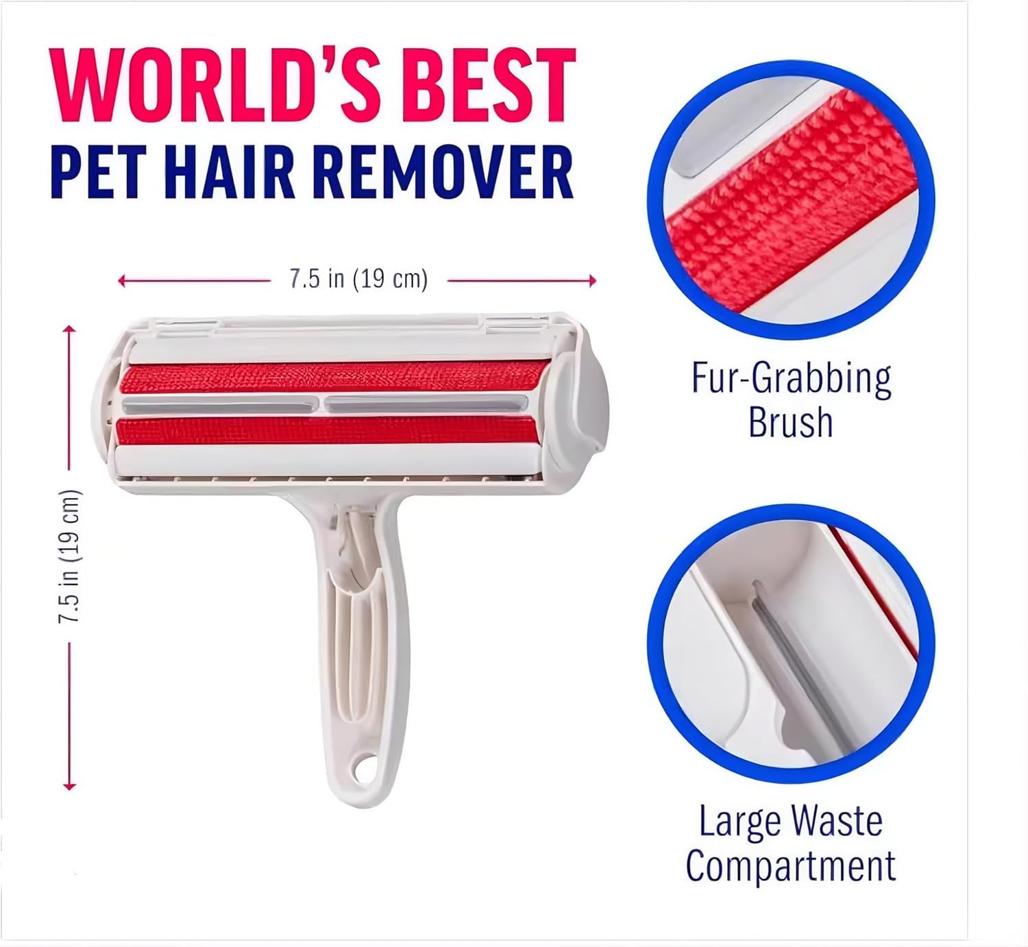 Premium Reusable Pet Hair Removal Roller – Effectively Eliminates Dog and Cat Fur from Sofas, Carpets, Beds, and Car Seats – Adhesive-Free Design