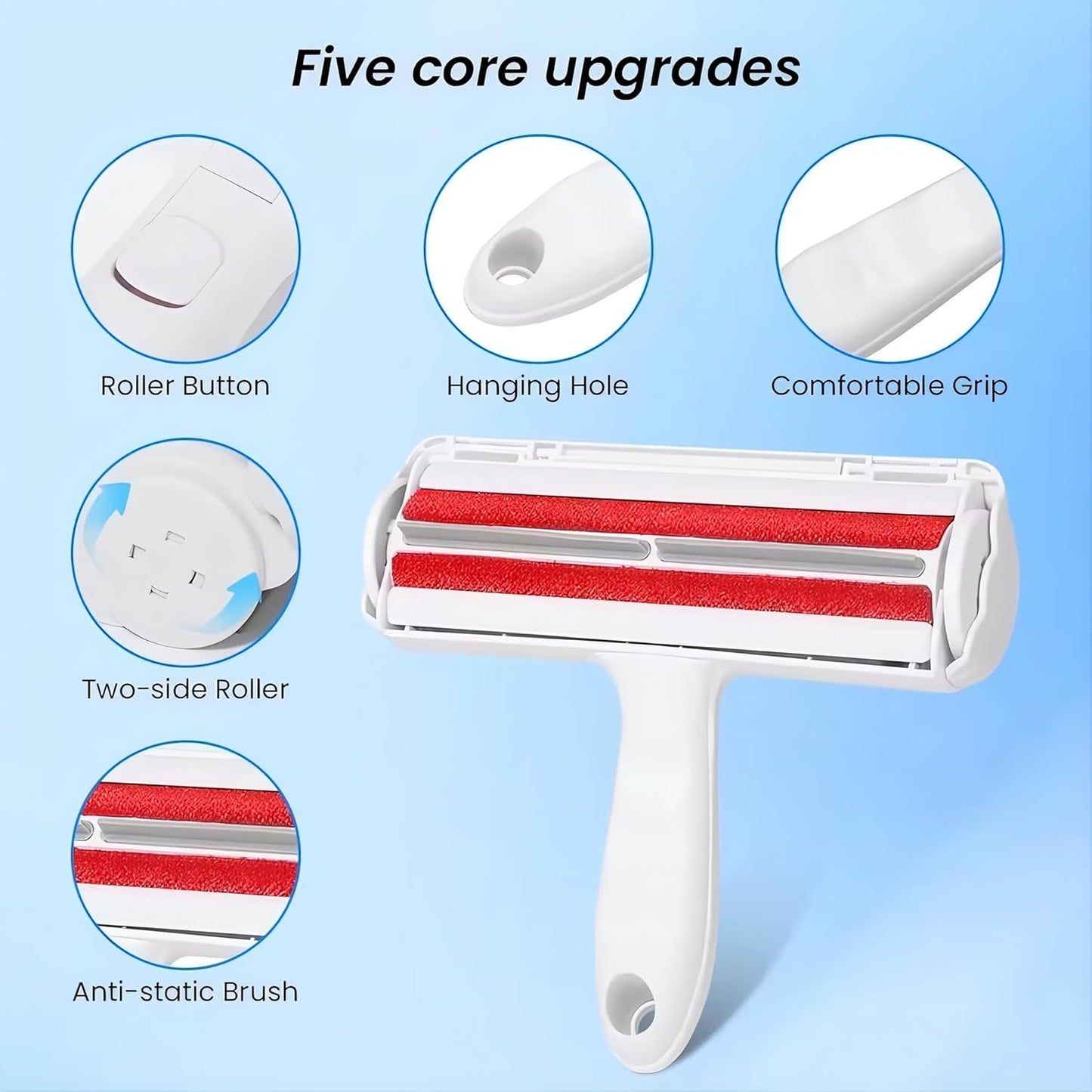 Premium Reusable Pet Hair Removal Roller – Effectively Eliminates Dog and Cat Fur from Sofas, Carpets, Beds, and Car Seats – Adhesive-Free Design