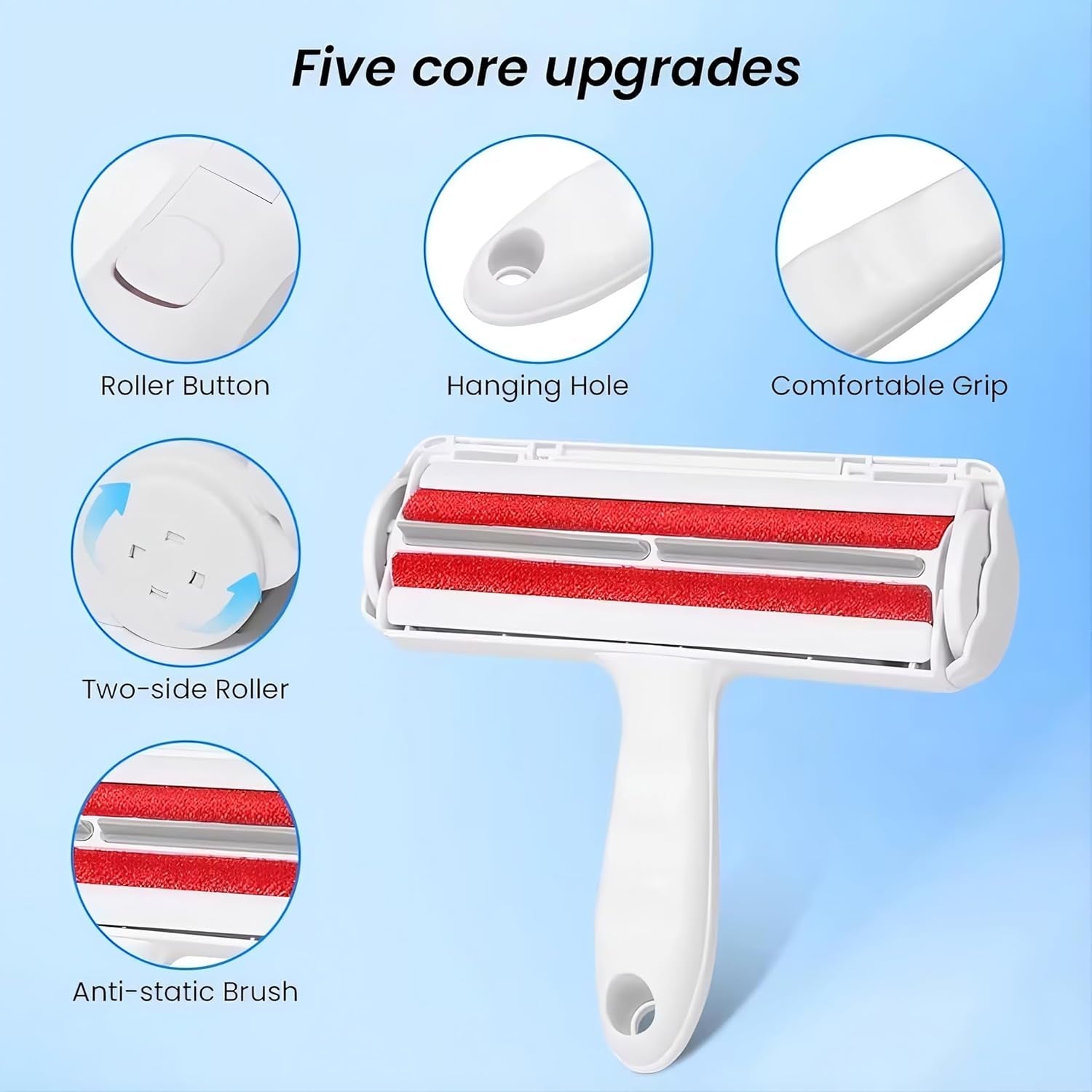 Premium Reusable Pet Hair Removal Roller – Effectively Eliminates Dog and Cat Fur from Sofas, Carpets, Beds, and Car Seats – Adhesive-Free Design